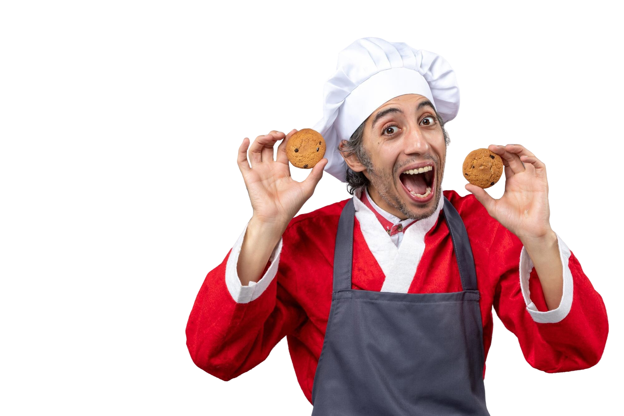 Baker holding chocolate cookies
